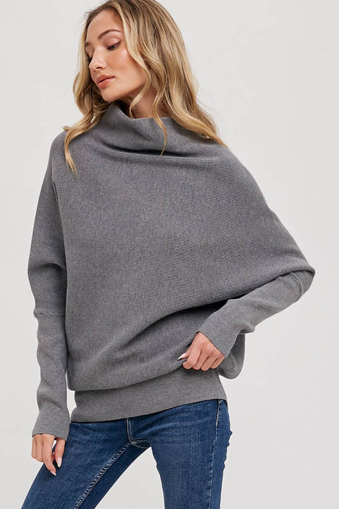 SLOUCH NECK DOLMAN SLEEVED PULLOVER