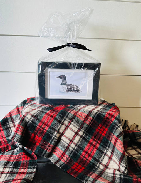 Framed watercolor 4x6 art-Classic loon