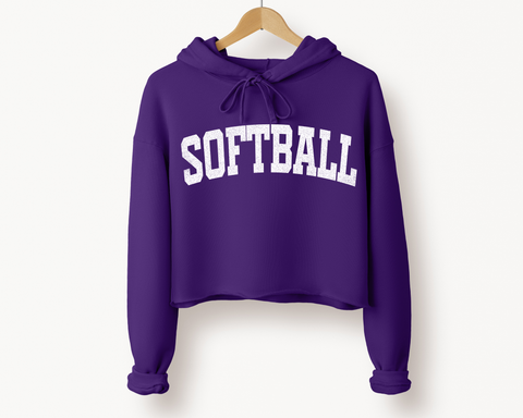 Softball Simple Arch Women's Cropped Hoodie