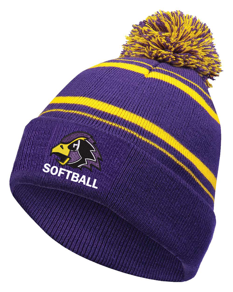 Chaska Hawks Softball Striped Pom Beanie