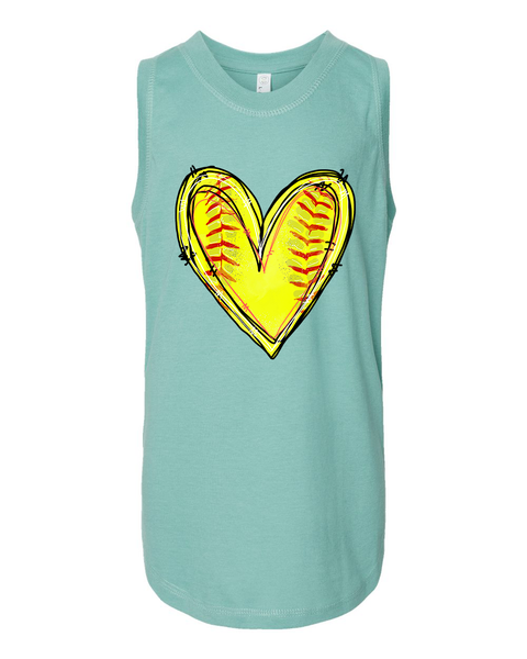 Softball Heart Youth Tank Top