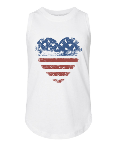 Flag Heart Youth Tank, Summer & 4th of July
