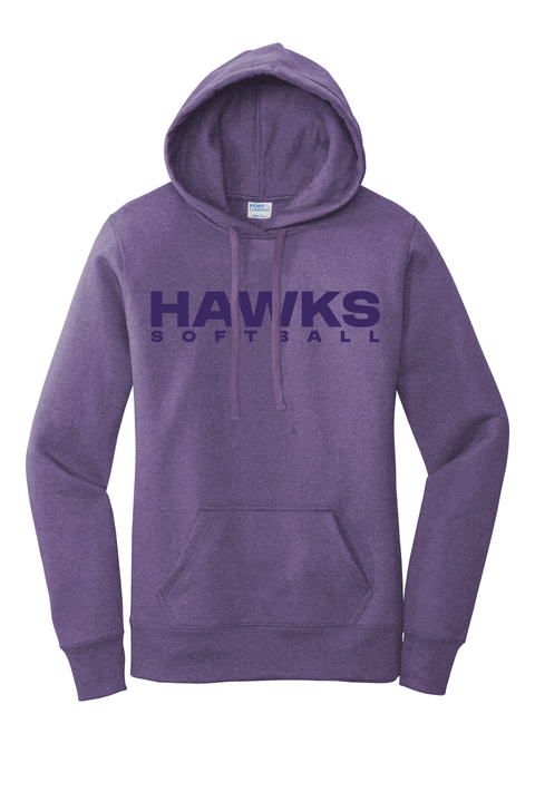 "Hawks Softball" Adult Heather Purple Hoodie