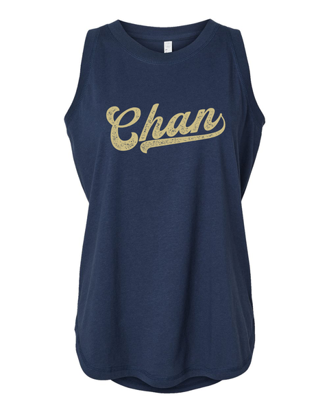 Chan Baseball Font Tank - Womens & Girls Relaxed Fit Jersey Tank