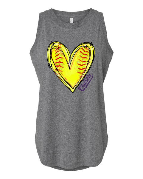 Chaska Softball Heart Tank Top - Womens & Girls Cut