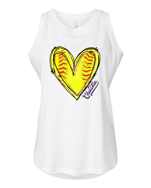 Chaska Softball Heart Tank Top - Womens & Girls Cut