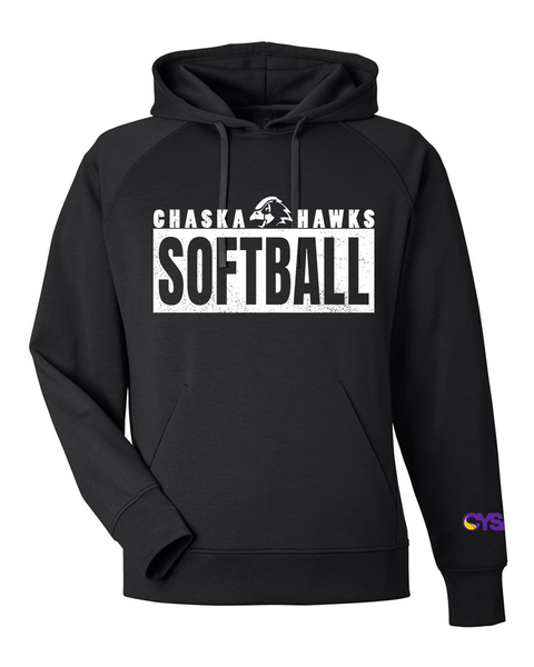 Chaska Hawks Softball Block Logo Men's Premium Performance Hoodie