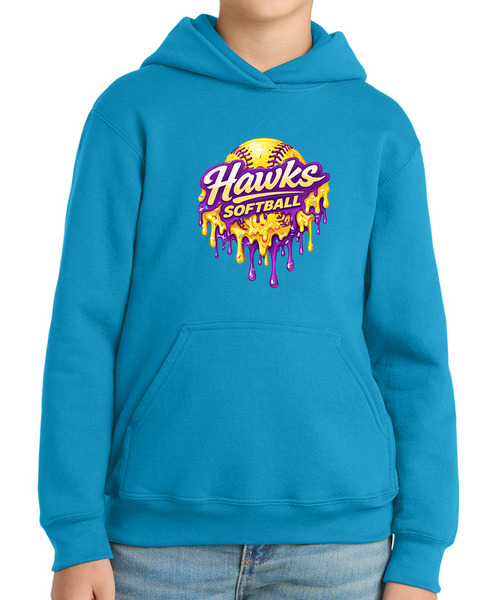 Hawks Softball Drip Youth Hoodie