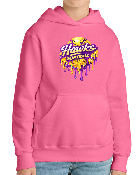 Hawks Softball Drip Youth Hoodie