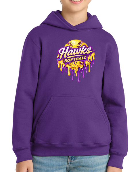 Hawks Softball Drip Youth Hoodie