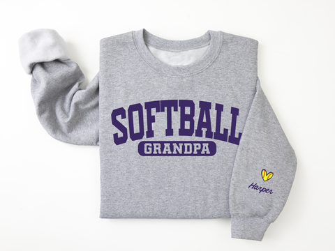 Softball Grandma or Grandpa Ultra Soft Crewneck Sweatshirt - Customizable