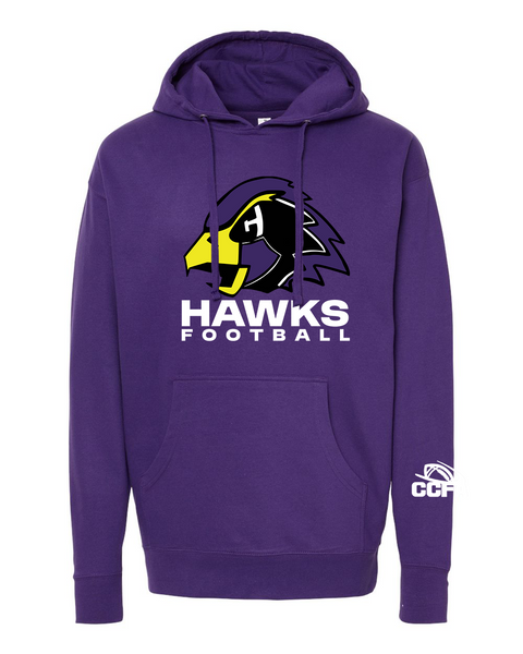 CCFA Hawks Football Purple Hoodie, Toddler-Adult Sizing