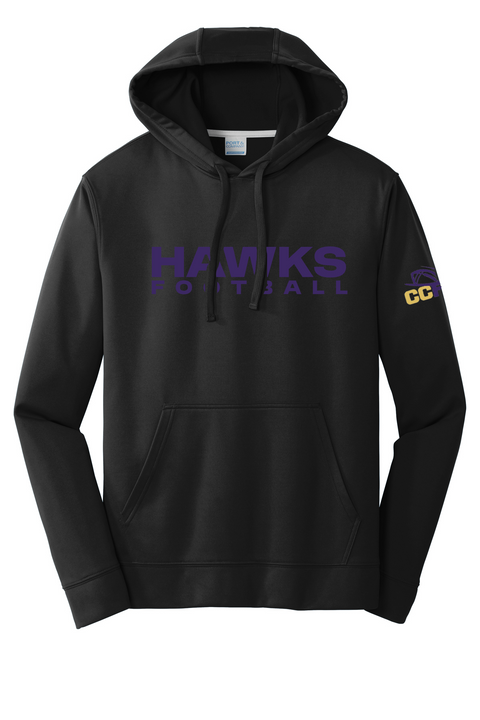 CCFA Hawks Football Black Performance Hoodie - Youth & Adult Sizes