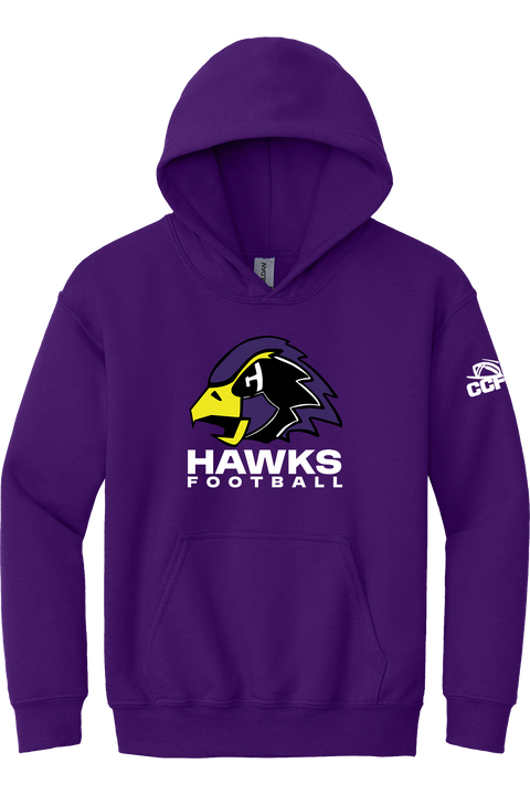 CCFA Hawks Football Purple Hoodie, Toddler-Adult Sizing