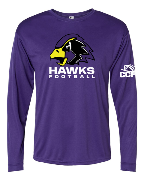 CCFA Hawks Football Long-Sleeve Performance Tee - Adult & Youth