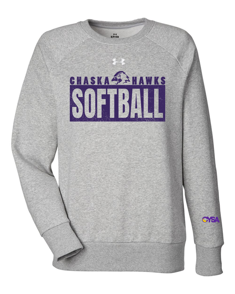 Chaska Hawks Softball Block Logo Under Armour Women's Fleece Crewneck