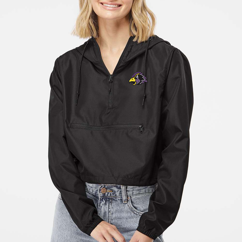 Hawks Embroidered Windbreaker Women's Cropped  - Water Resistant Jacket