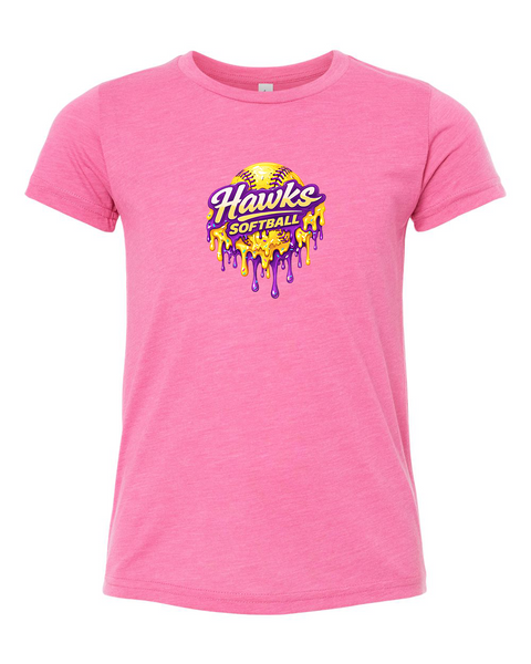 Bella & Canvas Chaska Hawks Softball Drip Youth T-Shirt