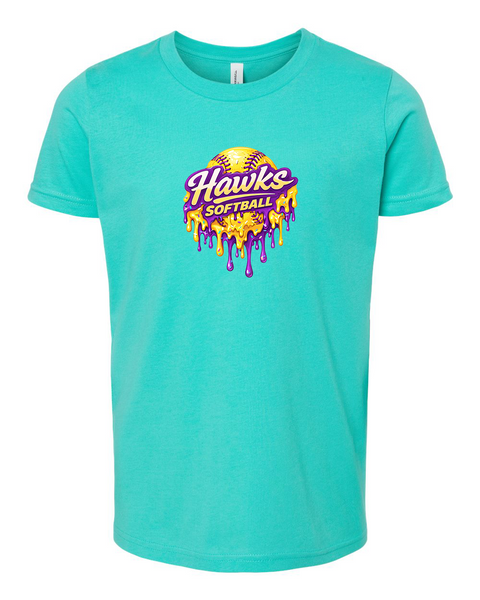 Bella & Canvas Chaska Hawks Softball Drip Youth T-Shirt