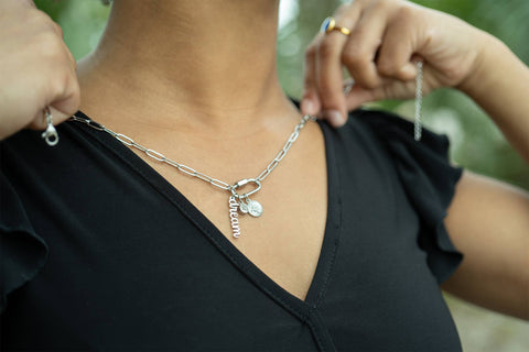 18K PVD Gold Carabiner "Dream" Paperclip Charm Necklace