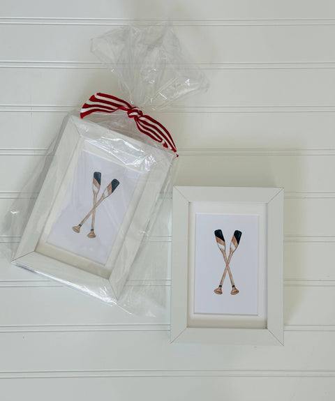 Framed watercolor 4x6 art-Boat paddles
