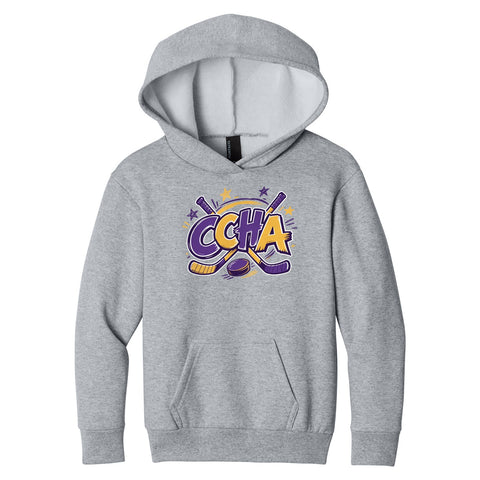 Youth Lightweight Hoodie Athletic Heather - CCHA Hockey Scribbles