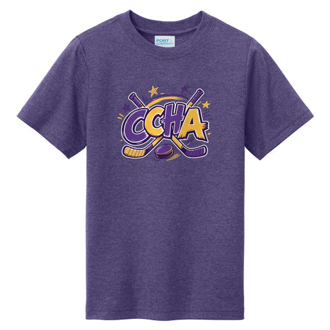 Youth Tri-Blend Tee Team Purple Heather - CCHA Hockey Scribbles