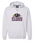 J. America Sport Lace Hooded Sweatshirt - CCHA Hockey Storm Hawks - Ash
