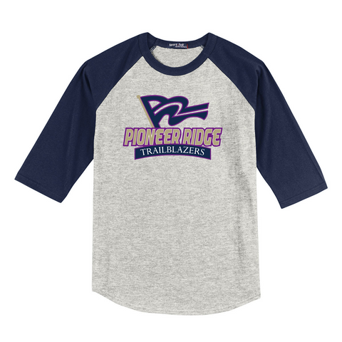 Pioneer Ridge Youth Raglan - Heather Grey/Navy