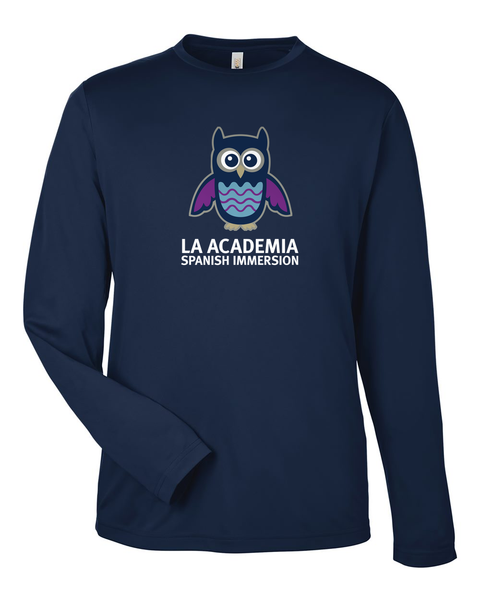 Adult Unisex Long-Sleeve Performance Tee - La Academia - Navy