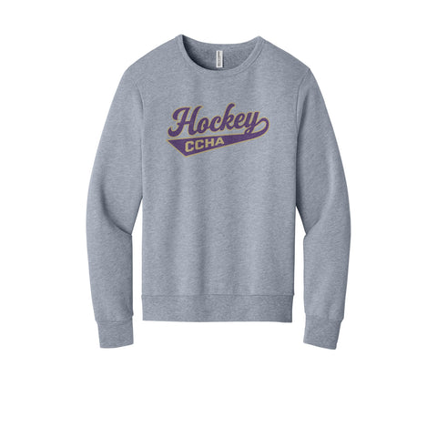 BELLA+CANVAS Unisex Sponge Fleece Classic Crewneck Sweatshirt - CCHA Hockey Swash - Athletic Heather