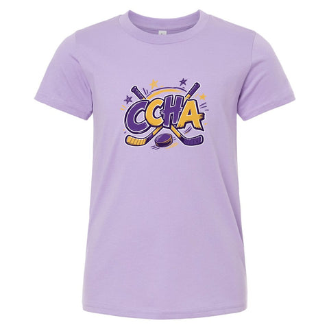Bella + Canvas Youth Jersey Tee Lavender - CCHA Hockey Scribbles