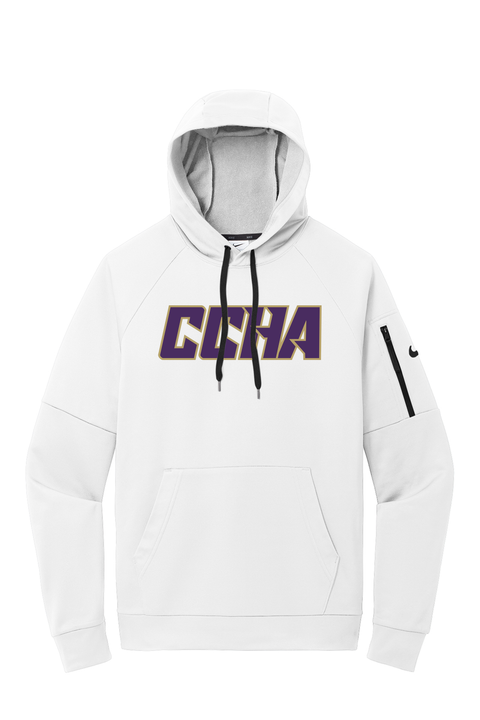 Nike Therma-FIT Pocket Pullover Fleece Hoodie - CCHA Hockey Chest Logo - White