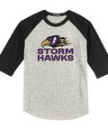Youth Raglan Heather Grey/Black - CCHA Hockey Storm Hawks Stacked