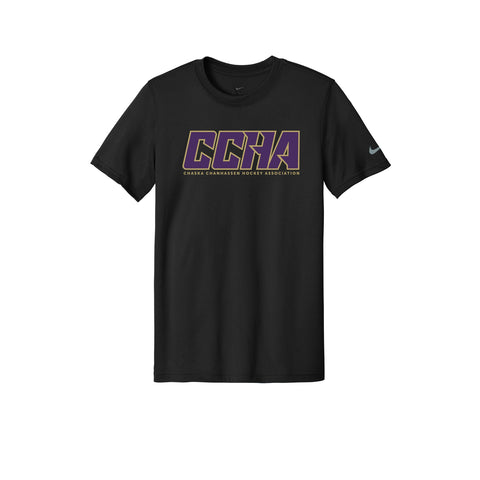 Nike Dri-FIT Tee - Adult Unisex - CCHA Hockey Gold Font - Black