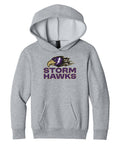Youth Lightweight Hoodie Athletic Heather - CCHA Hockey Storm Hawks Stacked