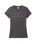 Women's Ultra-Soft Tee - CCHA Hockey Gold Font - Heathered Charcoal