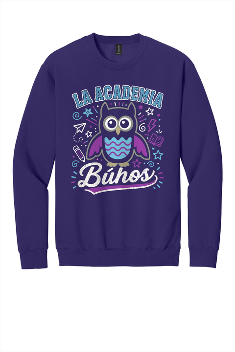 Youth Port & Co Fleece Crewneck Sweatshirt - La Academia - Purple Doodles