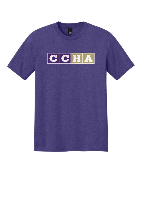 District Adult Unisex Tri-Blend Tee - CCHA Hockey CCM Distressed - Heathered Purple