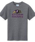 Youth Tri-Blend Tee Graphite Heather - CCHA Hockey Storm Hawks Stacked