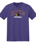 Chaska Hawks Football - Adult Unisex Tri-Blend Tee (Varsity Football Arch, Purple Frost)