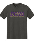 District Adult Unisex Tri-Blend Tee - CCHA Hockey Gold Font - Heathered Charcoal
