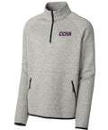 Mid-Weight Knit Embroidered Quarter-Zip, Unisex Adult - CCHA Hockey Gold Font (Left Chest) - Light Grey Heather
