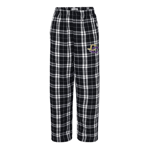 Flannel Pants, CCHA Hockey CC Logo - Youth - Black/White Plaid