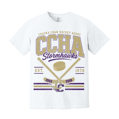 Comfort Colors Garment-Dyed Tee - CCHA Hockey Full Front - White