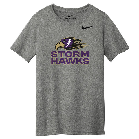 Youth Nike Dri-FIT Tee Carbon Heather - CCHA Hockey Storm Hawks Stacked