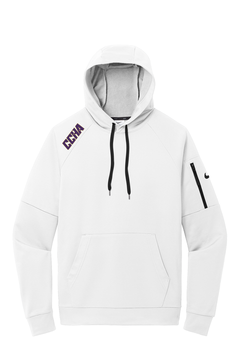 Nike Therma-FIT Pocket Pullover Fleece Hoodie - CCHA Hockey Shoulder Logo - White