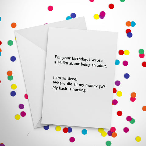 Birthday Haiku Greeting Card CLEARANCE