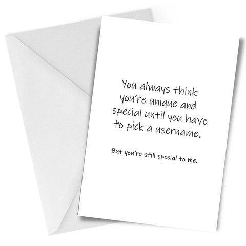 Username Greeting Card CLEARANCE